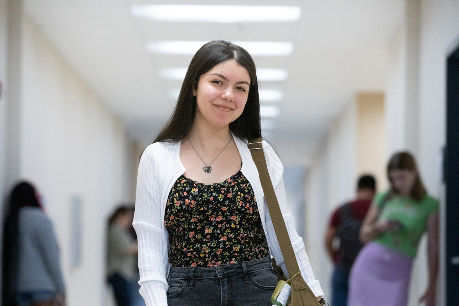 A female student makes her way to class