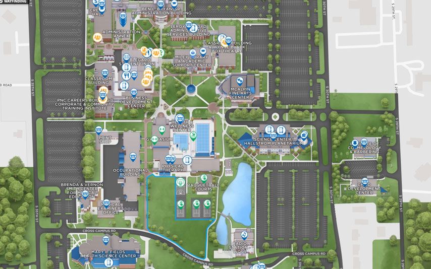 Our interactive campus maps allow you to explore The River’s five campuses on your terms. Find detailed information on buildings, athletic and recreation facilities, dining, parking and more. Whether you’re in a car or on foot, these maps will help you find your way.
