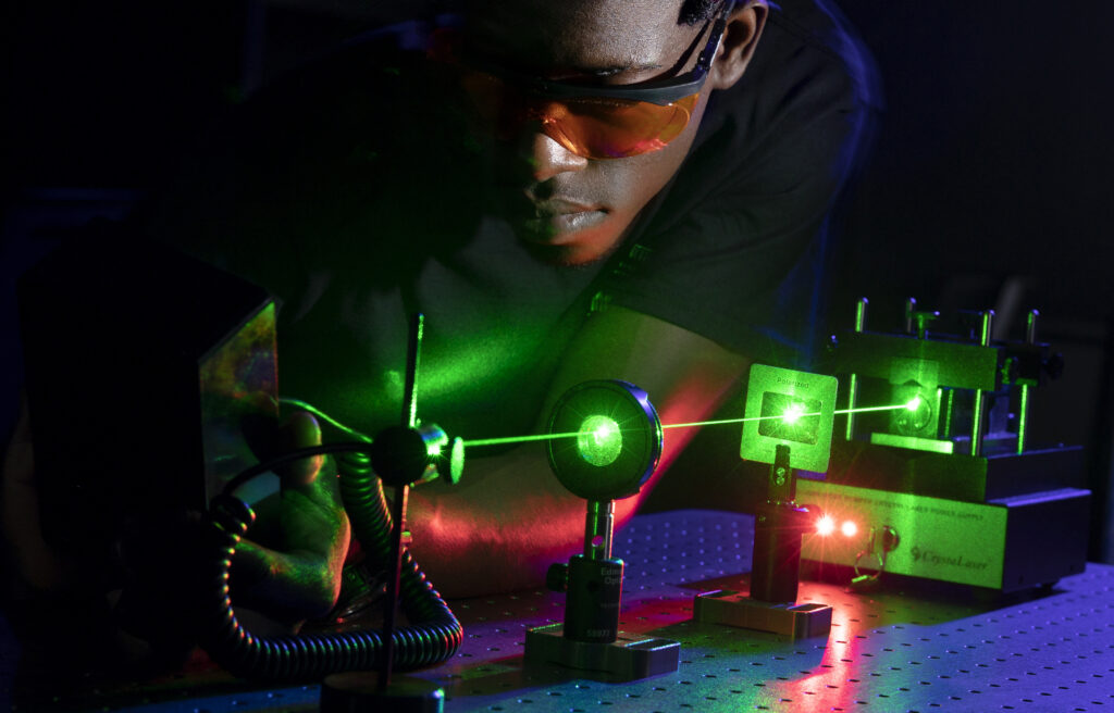 A photo of an engineering student gaining hands-on experience in the state-of-the-art laboratories at Indian River State College.