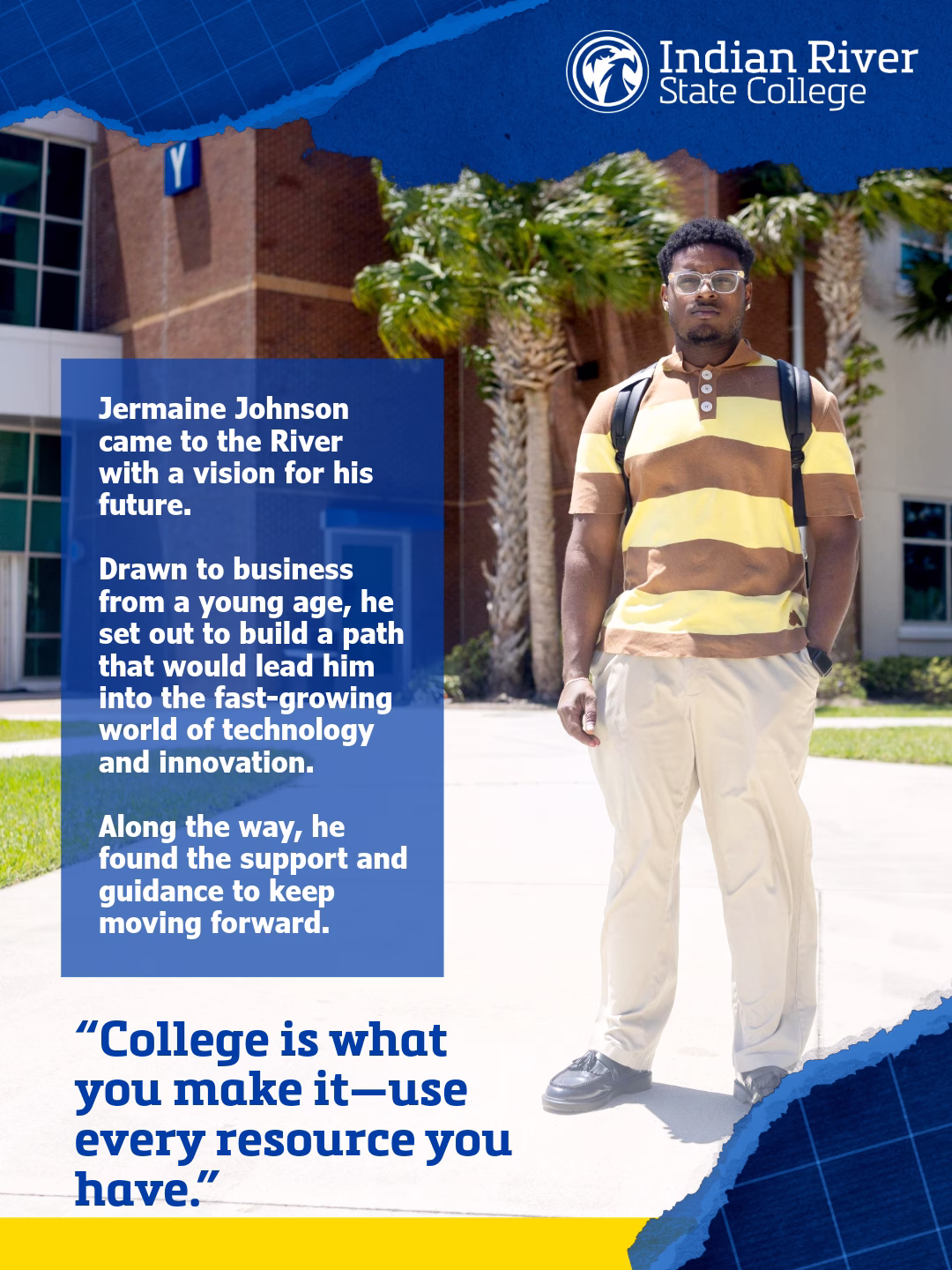 Jermaine Johnson studying or working in an academic setting at IRSC
