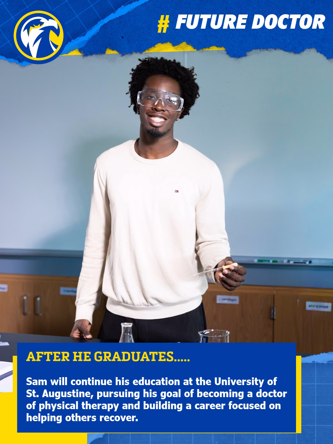 Samuel Eastmond presenting research in biology or microbiology at Indian River State College